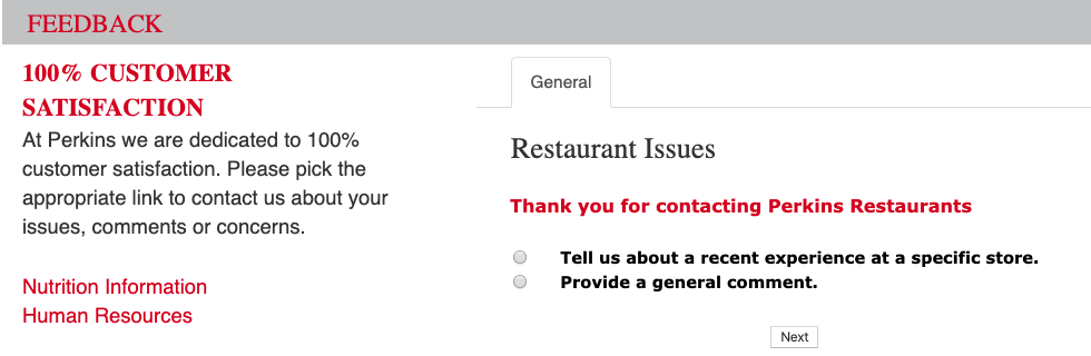 Perkins Experience Survey and Feedback - Get 10% Discount Offer