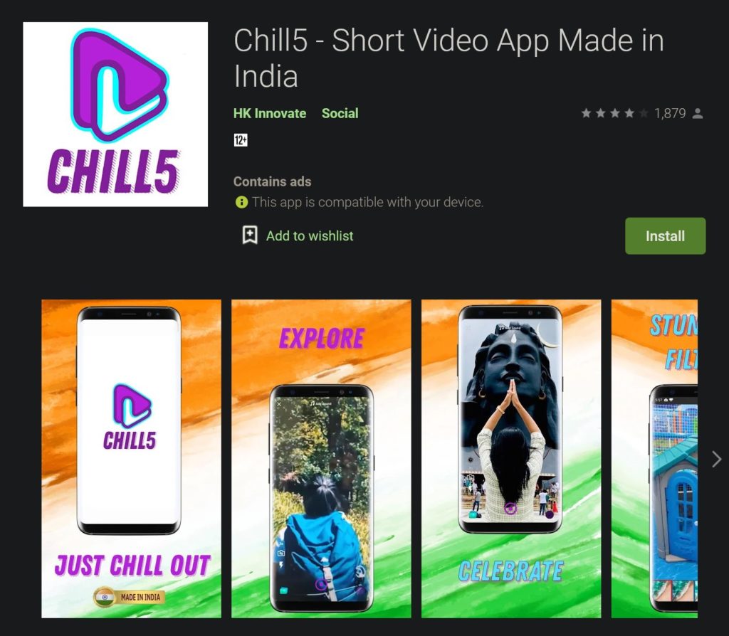 TikTok Indian alternative Chill5 App Download & Developer Details