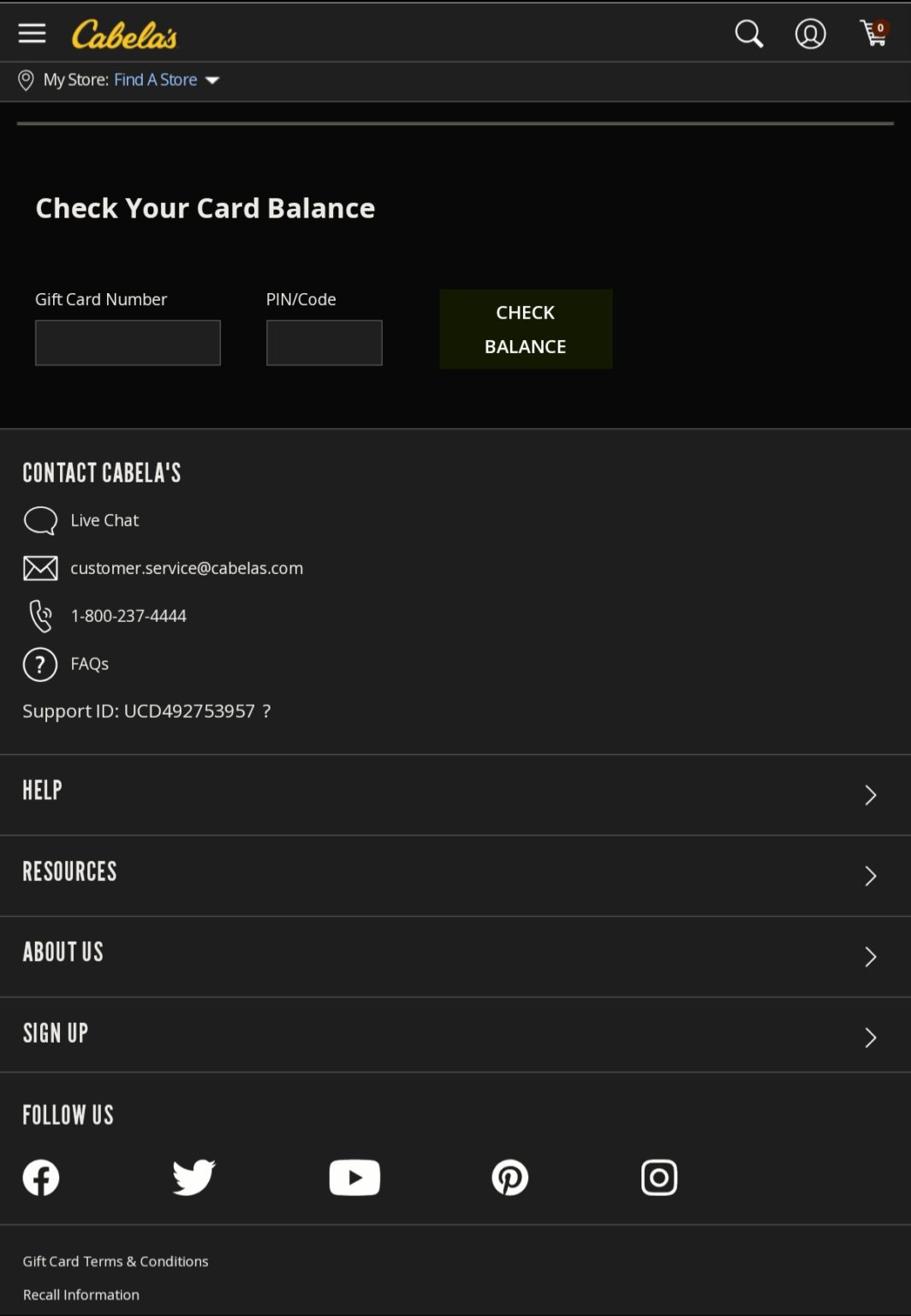 How To Check Cabela’s Gift Card Balance Online and at