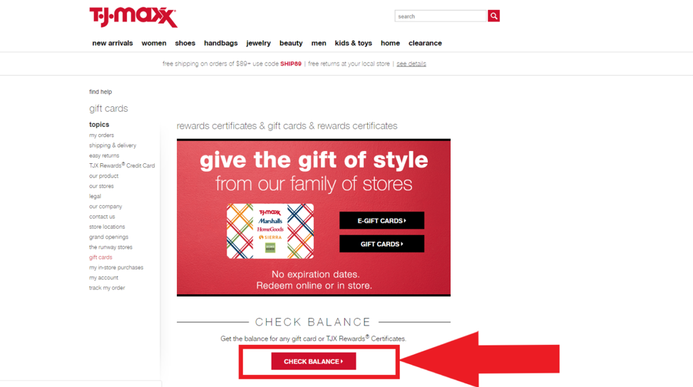Tj Maxx Gift Card Balance