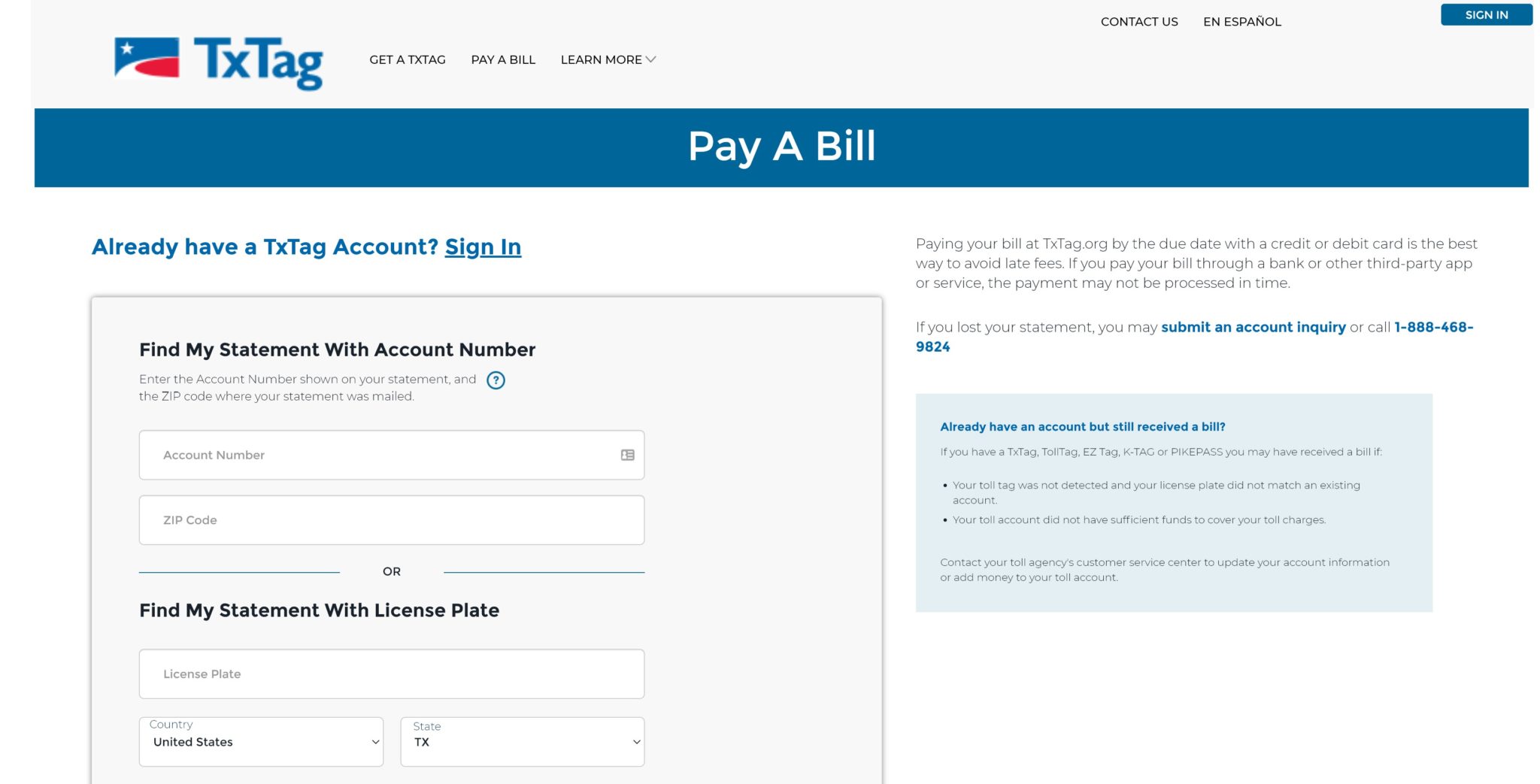 Texas TxTag Login And Pay Bill Online
