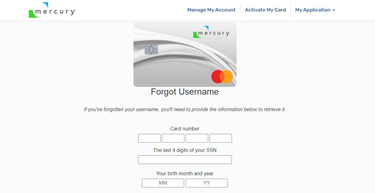 Mercury Card Login Online Bill Payment at www.mercurycards.com