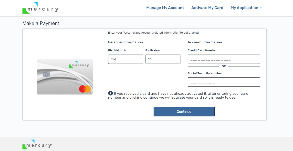 Mercury Card Login Online Bill Payment at